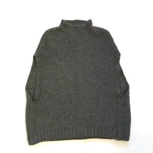 Eleventy Platinum Honeycomb Cable Knit Sweater Womens XS Gray Cashmere Mock Neck